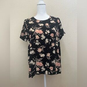 Sienna Sky Black and Pink Floral Short Sleeve Top